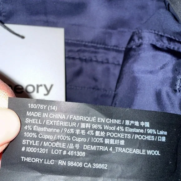 Theory Women’s Navy trousers US 14 - Picture 5 of 6
